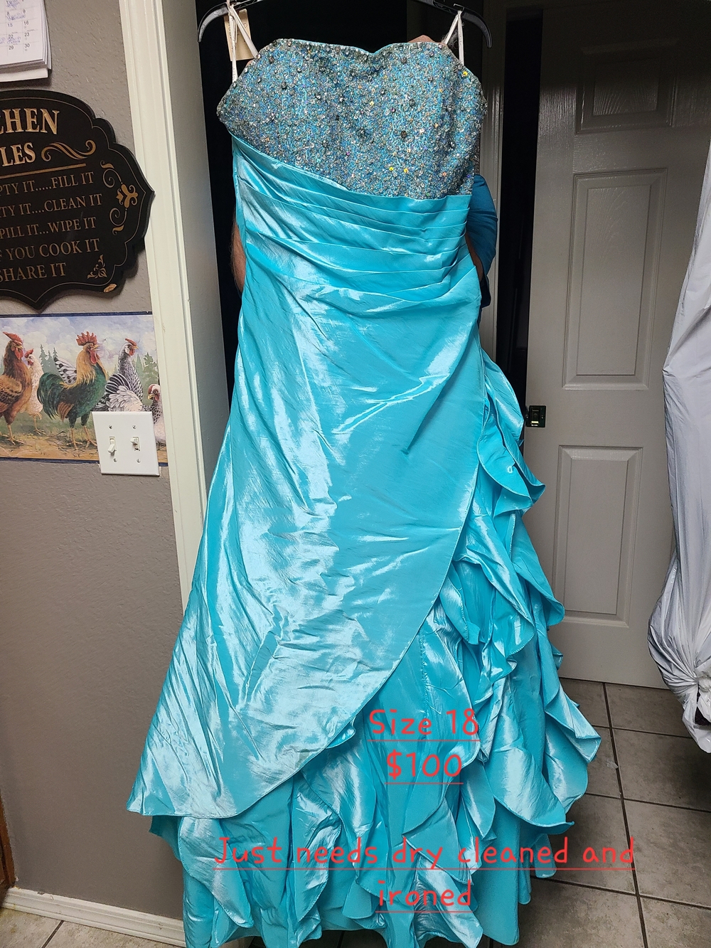 Studio Turquoise A-Line Prom Skirt with Beaded Bodice